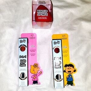 New Rude X Peanuts Cosmetics Sally/Lucy Sweet Crabby Lip Shine & Snoopy Sponge